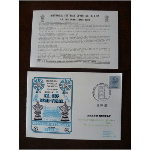 1986 Sheffield Wednesday v Everton Dawn Football Cover 31 FA Cup Semi Final