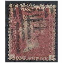 1858 SG43 1d Red Plate 137 Good Used Check Letters "CA".