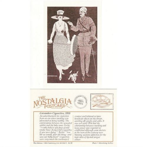 Postcard Cavanders Cigarettes 1918 Tobacco Advert WW1 Soldier - Nostalgia
