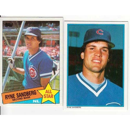 Two 1985 Topps Ryne Sandberg cards- 713, All-Star set 21-NM-HOF- Cubs