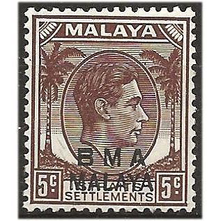 Malaya (BMA) 1945 SG5 5c Brown Mounted Mint . .. .
