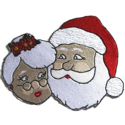 Beyond Vision Merry Christmas [Mr. Mrs. Santa ] Embroidered Iron on/Sew Patch