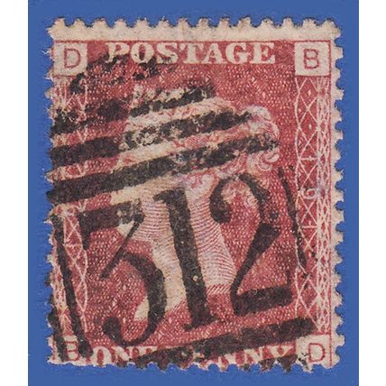 GB QV 1864 1d RED PLATE 191 BD SG43/44 GU GLOUCESTER 312