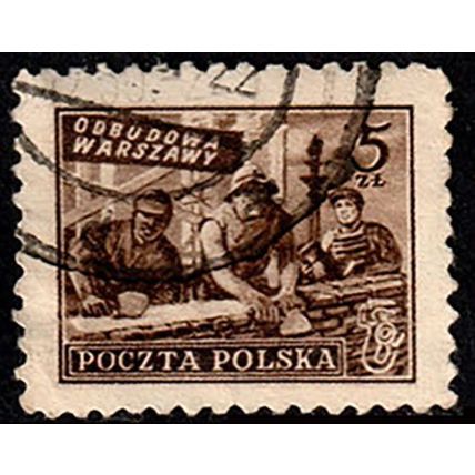 Poland 1950 Rebuilding Warsaw 5z Used Stamp Workers