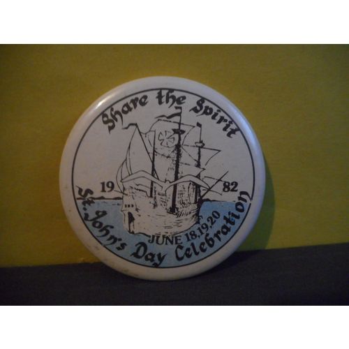 St. John's Day Celebration Pinback,1982,Newfoundland Canada