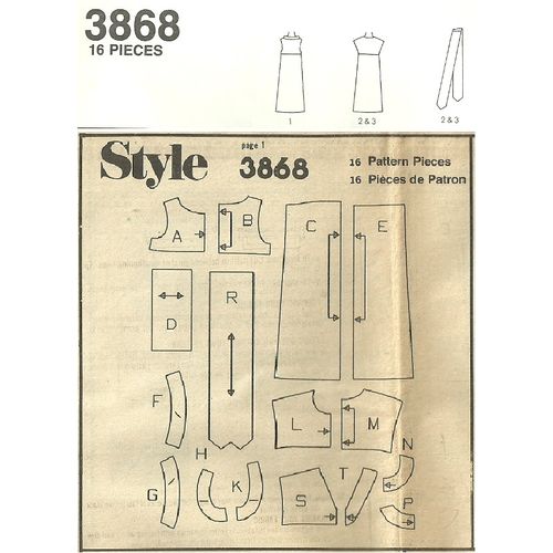 Style 3868 Sewing Pattern Misses' Pull-over Dress & Sash Size 12 14 16 Uncut