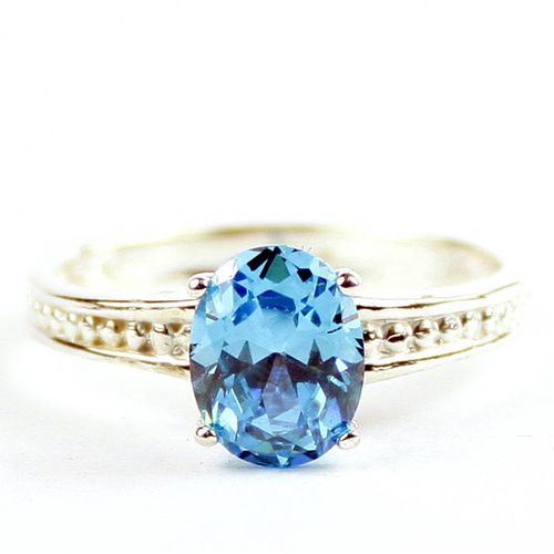 Swiss Blue CZ, 925 Sterling Silver Ladies Ring, SR371
