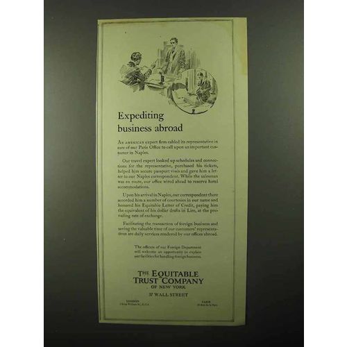 1922 The Equitable Trust Company Ad - Expediting Abroad