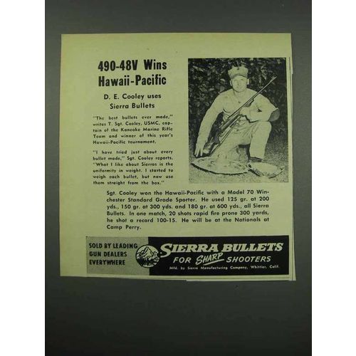 1954 Sierra Bullets Ad - 490-48V Wins Hawaii-Pacific