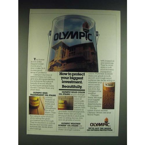 1985 Olympic Semi-Transparent Oil Stain & Solid Color Oil Stain Ad