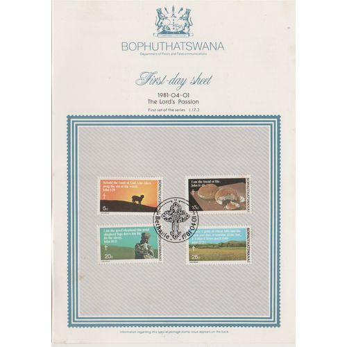 Bophuthatswana 1981 Easter presentation card set FDC special pm see others