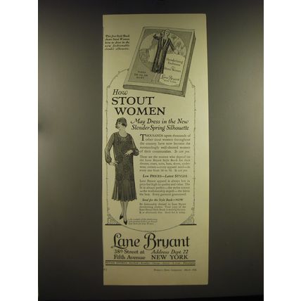 1926 Lane Bryant Fashion Ad - How stout women may dress in the new slender