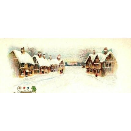 c1912 Christmas Town Snow Winter Embossed Postcard (A20)