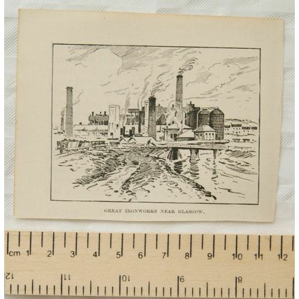 Vintage engraving - Great Ironworks near Glasgow