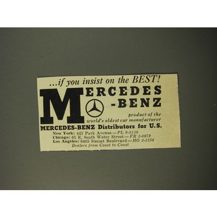 1954 Mercedes-Benz Cars Ad - If you insist on the best
