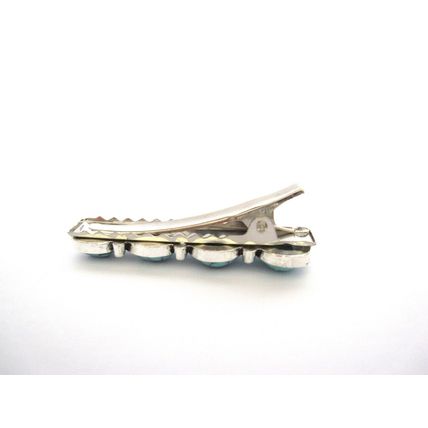 Smaller turquoise blue stone and silver metal alligator hair clip medium thin