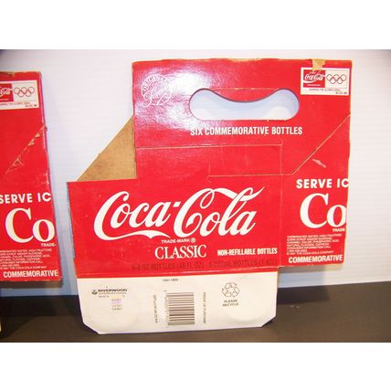 COCA COLA BARCELONA '92 OLYMPICS 6-8oz BOTTLE CARDBOARD CARRIERS (3) + CHRISTMAS