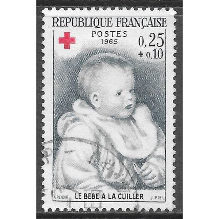 FRANCE 1965 RED CROSS CHARITY PIEL BABY IN BIB USED