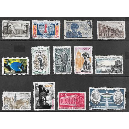 FRANCE SELECTION VIEWS PLANES SPORT HISTORY PERSONALITIES STAMPS USED @ 11p ea.