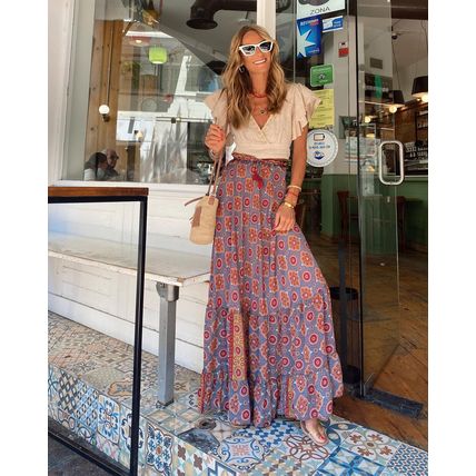 Fashionable Summer, Women's Printed, Long Skirt, Ruffled