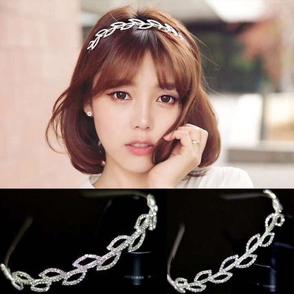 Women Silver Crystal Rhinestone Leaf Hair Head Band Headband Hoop hairpiece