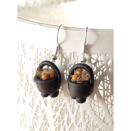 Citrine cauldron earrings handmade polymer clay spell potion jewellery