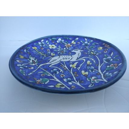 Vtg 50s Jerusalem Armenian Balian Signed Hand-Painted Thick Ceramic Plate, 18 cm