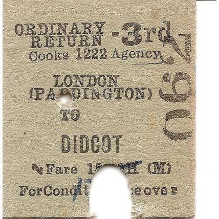 B.R. Edmondson Ticket - London Paddington to Didcot