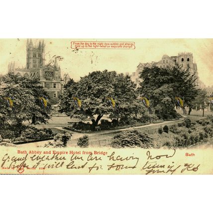 Bath Abbey And Empire Hotel From Bridge, Somerset, 3236, WH Postcard, 1904