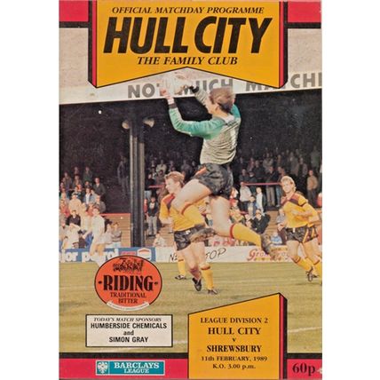 HULL CITY v SHREWSBURY TOWN LEAGUE DIVISION 2 1989