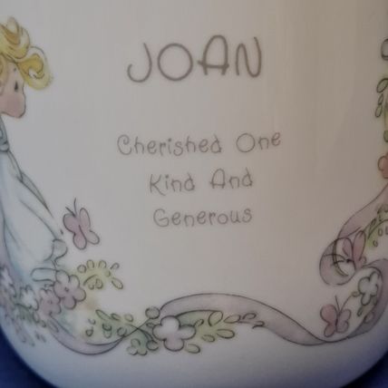 Vintage 1990 Enesco PRECIOUS MOMENTS JOAN COFFEE MUG Porcelain Tea Cup