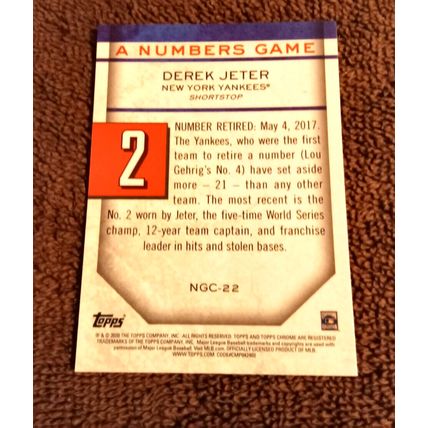 2020 Topps Chrome A Numbers Game Derek Jeter # NGC-22 10.0 Mint Condition