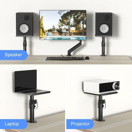 Suptek Clamp-On Speaker Stand Desk Mount Set, Height Adjustment, Tilt, Swivel, 9