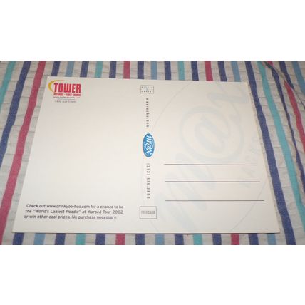 TOWER RECORDS 2002 WARPED TOUR YOOHOO ADVERTISMENT POST CARD BOY NAME HOOY