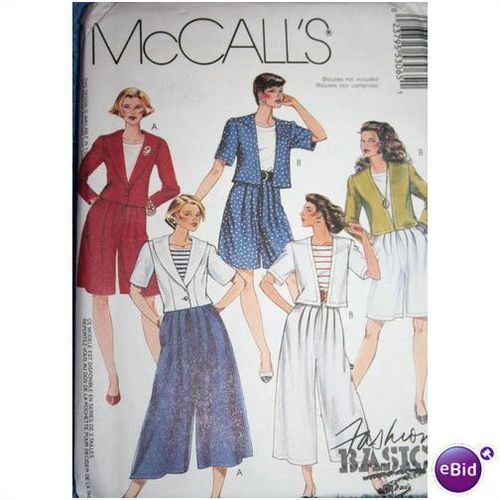 Vintage 1980 Crop Jacket Divided Skirt Suit Sewing Pattern Size 16 18 20 New