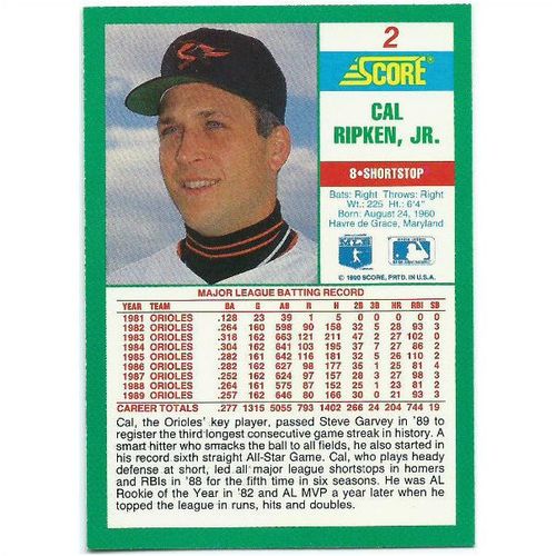 1990 Score - #2 - Cal Ripkin, Jr.
