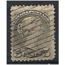 Canada 1876 SG85 5c Olive-Green Good/Fine Used (thin). .