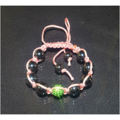 Green Disco Ball Crystal Black Hematite Shambala Bracelet Bangle Jewellery 1799