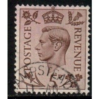 Great Britain GB KGVI 1938 5d Brown Used SG 469 Sc 242 stamp postage