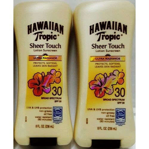 Hawaiian Tropic Sheer Touch Lotion Sunscreen Ultra Radiance SPF 30, 8 oz (2 LOT)