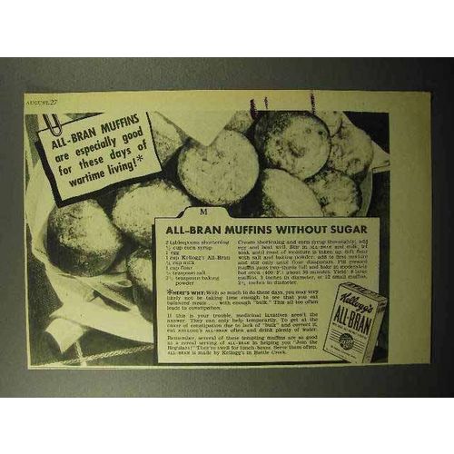 1943 Kellogg's All-Bran Cereal Ad - Muffins