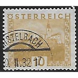 Mi 499: 10 g. yellowish orange Definitive Stamp: Landscapes: Burg Güssing.