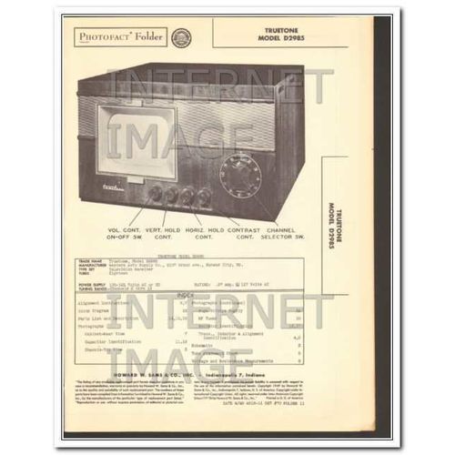 TRUETONE model D2985 TV television receiver Sams Photofact manual