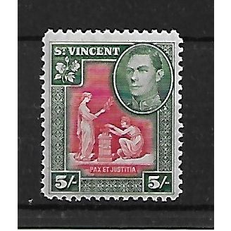 St.Vincent.SG158 5s Scarlet and Deep Green.Mounted Mint.Apr20