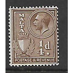 MALTA 1930 1/4d BROWN M / MINT SG193 FINE USED
