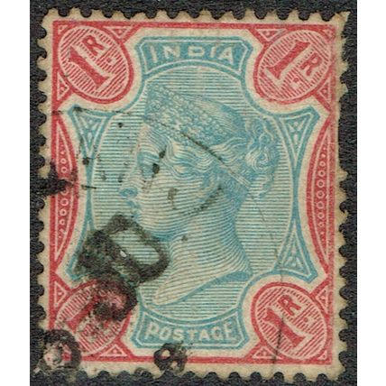 India 1892 1r Green and Rose SG105 GU