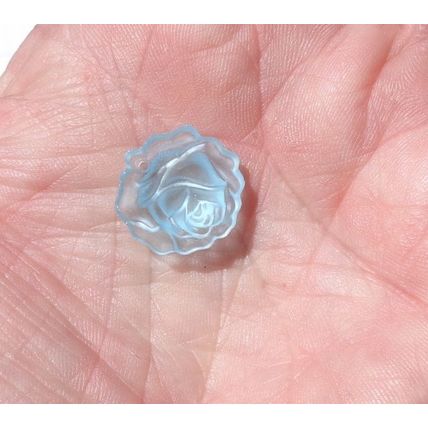 Transparent Light Blue 3D Glass Rose Pendant Bead bd011