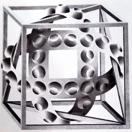 ESCHER print THREE SPHERES Vintage 60S Orig Graphic Poster optic wall art Gift