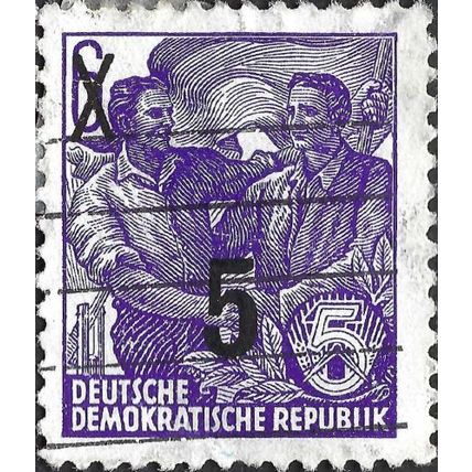 GERMAN DEM REP, 5 year plan, Education, o/p on 6pf, blue 1954, 5pf, #3
