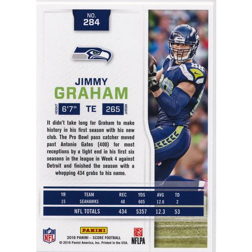 2016 Score Football 284 Jimmy Graham Seattle Seahawks